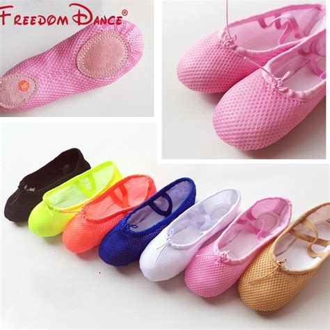 2023 Fluorescence Girls Ballet Flat Dance Shoes 7colors Net Cloth Soft