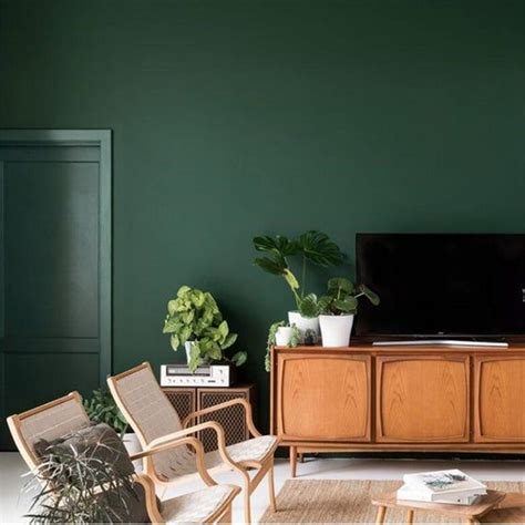 American Retro Pure Color Ink Dark Green Wallpaper Nordic Style Bedroom
