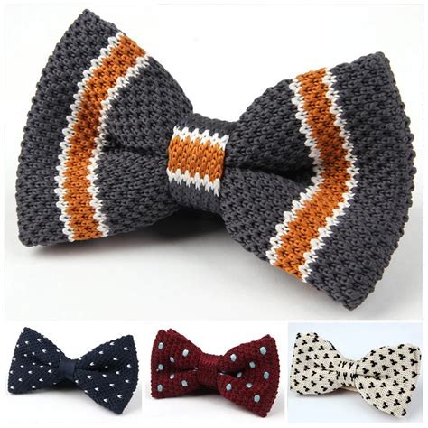 men bow ties tuxedo knitted bowtie woven dot stripe mens knit bow tie thick double deck pre tied