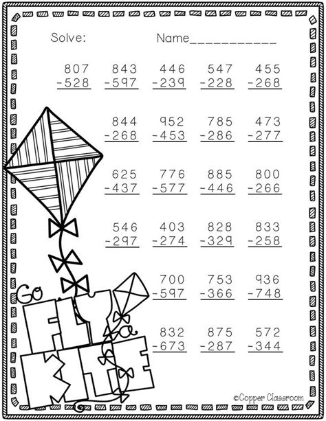 This exercise is designed to assess your students' math level at the beginning of third grade. Free 3.NBT.2 Spring Themed 3 Digit Subtraction With Regrouping | Subtraction worksheets ...