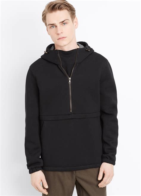 lyst vince neoprene pullover half zip hoodie in black for men