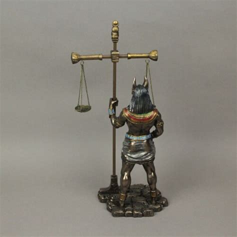 Ancient Egyptian Jackal God Anubis Holding Scale Of Justice Bronze Finished Statue 13 Inch