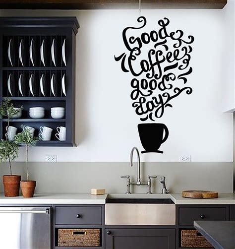 Vinyl Wall Decal Quote Coffee Kitchen Shop Restaurant Cafe Art Sticker