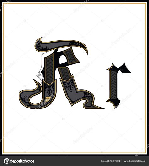 Gothic Font Letter R Vintage Design Font Text Symbol Antique