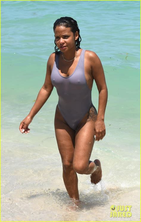 Christina Milian Rocks A Sexy Swimsuit On The Beach Photo