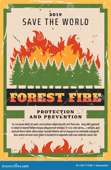 Nature Protection Forest Fire Fighting Stock Vector Illustration Of