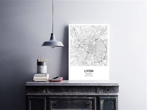 Lyon Map Print Lyon Map Poster Wall Art Lyon City Map Lyon Print