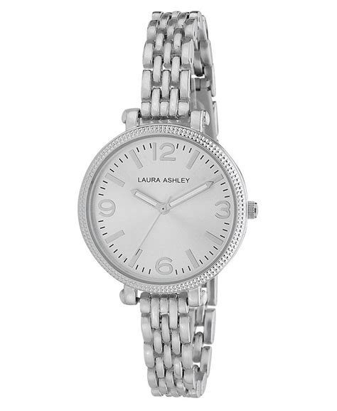 Laura Ashley Ladies Silvertone Link Bracelet Watch Macys