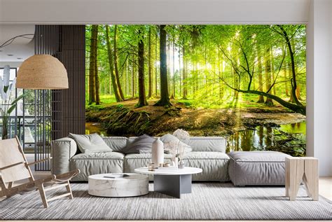 Green Trees Forest Wall Mural Wallpaper
