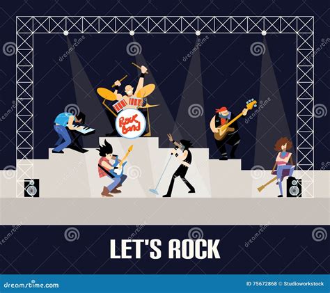 Rock Band Music Group Concert Vector Illustration Stock Vector