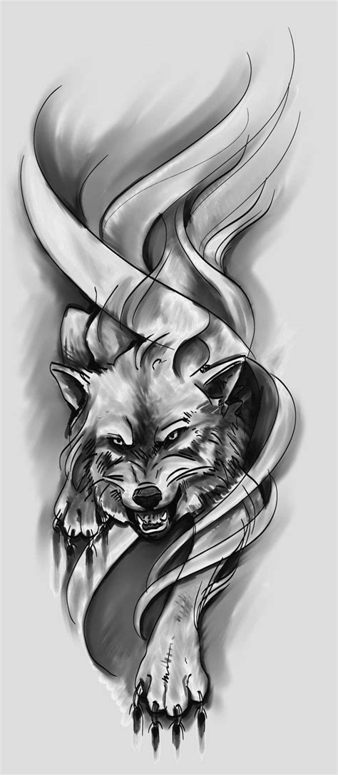 Wolf Design Sketch By Green Jet On Deviantart Tribal Wolf Tattoo