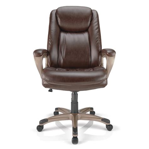Padded seat and back for all day comfort and support. Realspace® Tresswell Bonded Leather High-Back Executive ...
