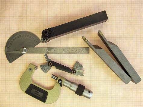 Micrometer Instrument In Metal Machining Stock Image Image Of