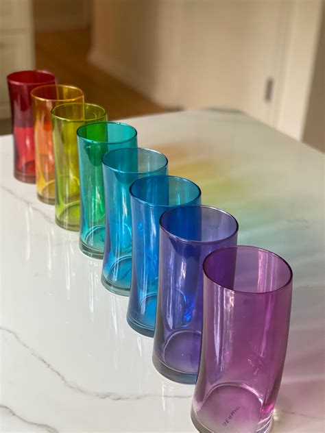 Vintage Rainbow Wave Tumblers Curved Drinking Glasses Etsy