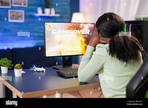 Disappointed Sad African Woman After Losing Online Game Competition