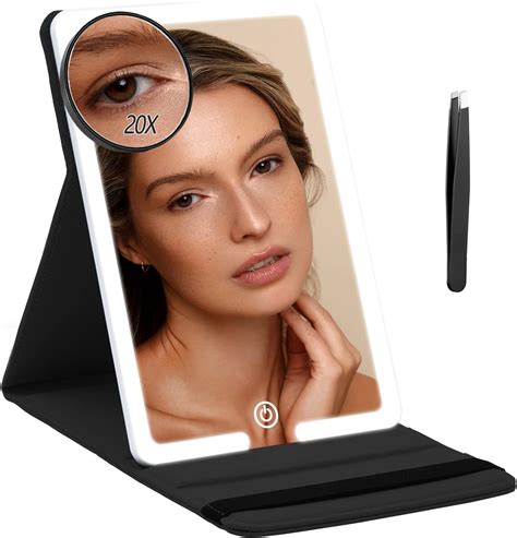 Rrtide Travel Mirror With Light And 20x Magnifying Mirror