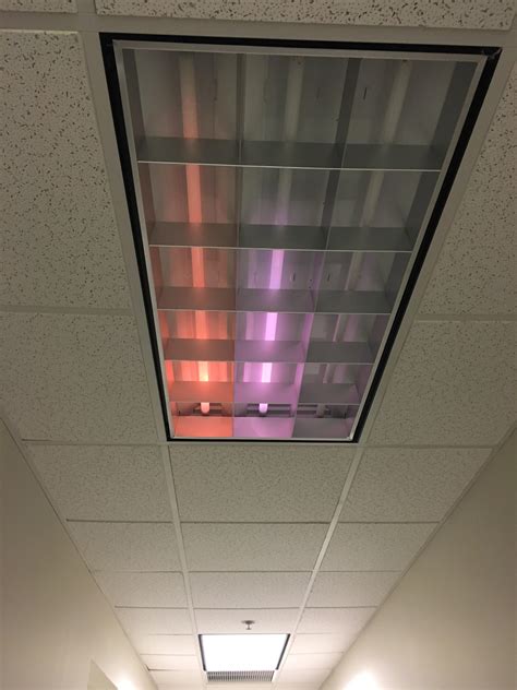 Fluorescent Lights In My Office At Three Different Stages Of Burning