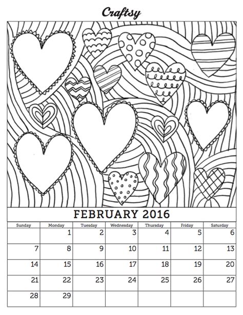 Free Download February Coloring Book Calendar Page — Unicorn Love