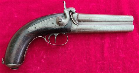 A Very Rare Double Barrel 69 Cal Percussion Howdah Pistol Made By P