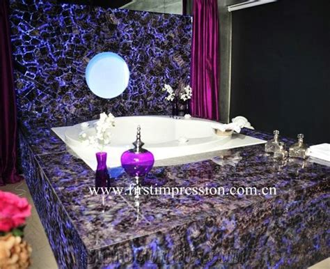 Purple Crystal Gemstone Bathroom Design Amethyst Semiprecious Backlit