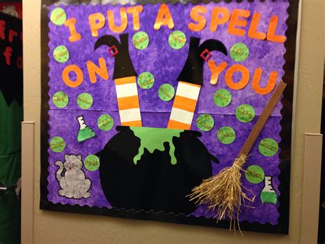 Halloween Witch Bulletin Board Halloween Bulletin Boards Halloween Classroom Door Decor