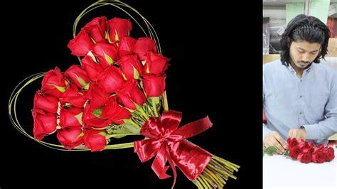 Heart Shaped Roses Bouquet Easy Way To Make Love Bouquet 23 Roses