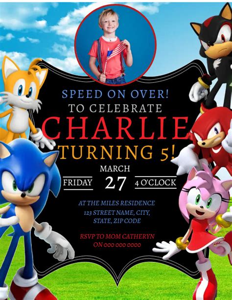 Sonic Birthday Party Invitation Template Postermywall