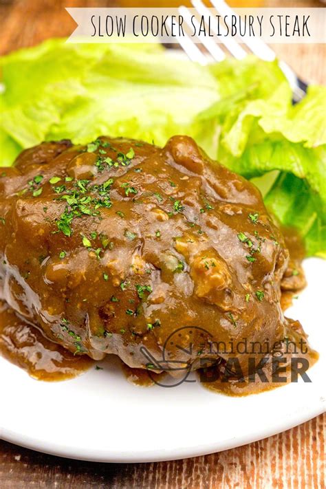We're cooking up salisbury steak with onions and gravy. Slow Cooker Salisbury Steak - The Midnight Baker