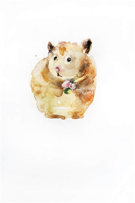 Hamster Watercolor Original Hamster Art Watercolor Hamster