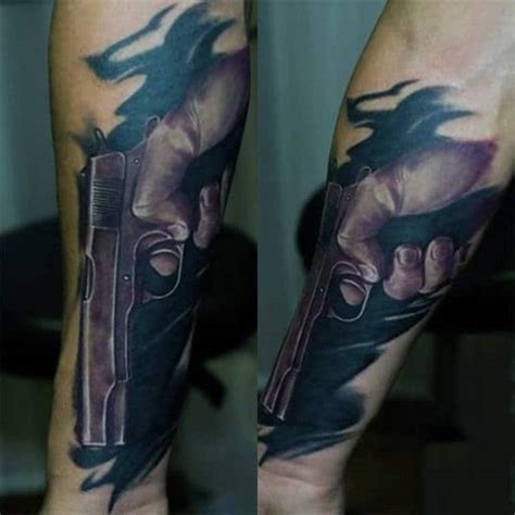 50 Gun Tattoos For Men Explosive Bullet Design Ideas