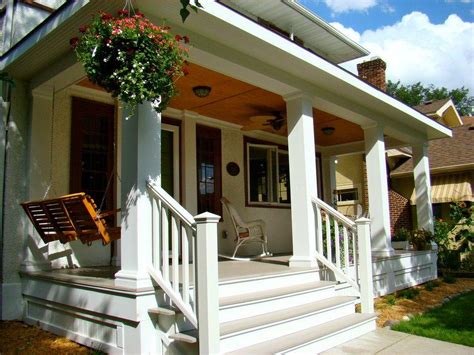 Front porch, square columns, no railing. Craftsman Porch Railing Designs Exterior - House Plans ...