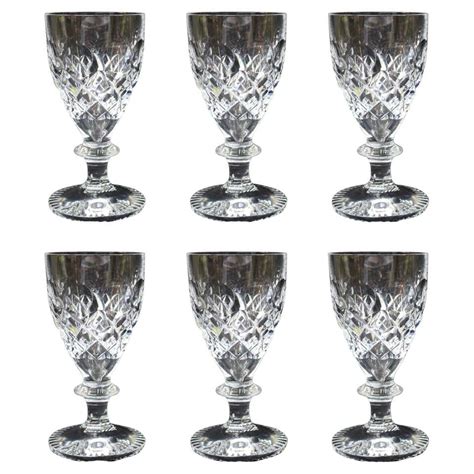 Set Of 6 Fine Quality Harlequin Cut Crystal Glasses Stamped Moser At 1stdibs
