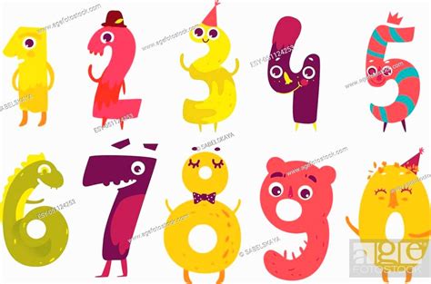 Set Of Cute Number Characters Zero One Two Three Four Five Six