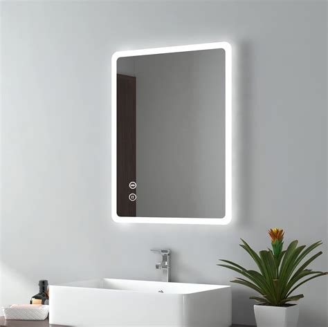 Buy Emke 450 X 600 Mm Backlit Illuminated Bluetooth Bathroom Mirror With Shaver Socket Wall
