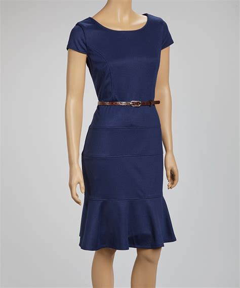 Navy Belted Scoop Neck Dress Zulily Chic Outfits Fashion Outfits