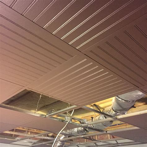 Suspended Ceilingdrop Ceiling Grid Painted With Bead Board Panels