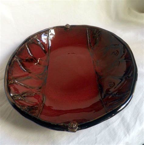 Gorgeous Large Ceramic Bowl Handmade Red And Black Glaze Etsy