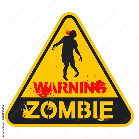 Zombie Warning Sign Vector Cartoon Symbol Isolated On A White