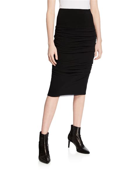 Fuzzi Ruched Knee Length Pencil Skirt Neiman Marcus