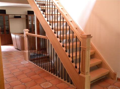 Wood Stairs And Rails And Iron Balusters Wood Stairs And Handrail With