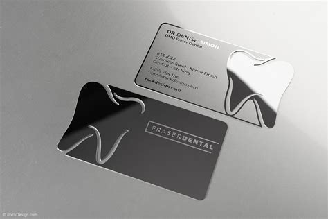 Dental Mirror Finish Stainless Steel Business Card Template Design