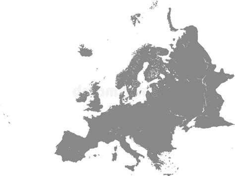Grey Map Of Europe With Countries On White Background Stock Vector