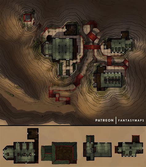 Mountain Monastery Battlemap Building 42x48 R FantasyMaps