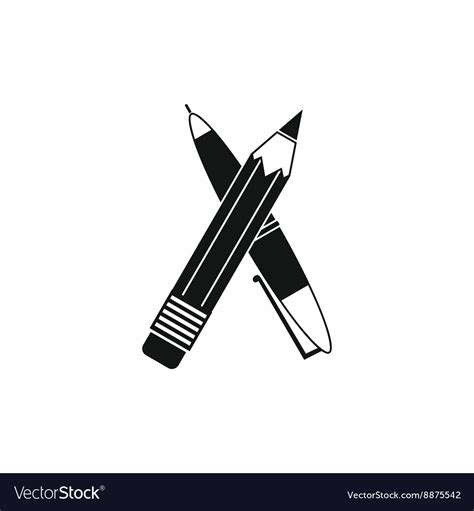 Pen And Pencil Icon Simple Style Royalty Free Vector Image