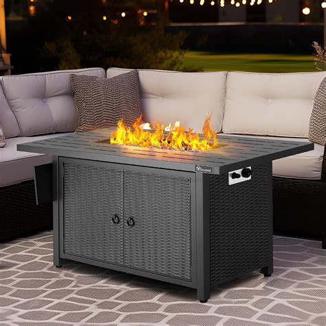 Dextrus 43 Propane Fire Pit Table With Tempered Iron Tabletop 50 000 Btu Gas Fire Pit With