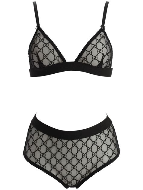 Gucci Gg Embroidered Sheer Tulle Lingerie Set For ผู้หญิง