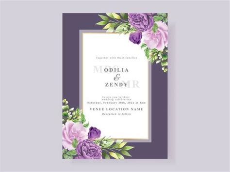 Purple Floral Invitation Vector Art Icons And Graphics For Free Download