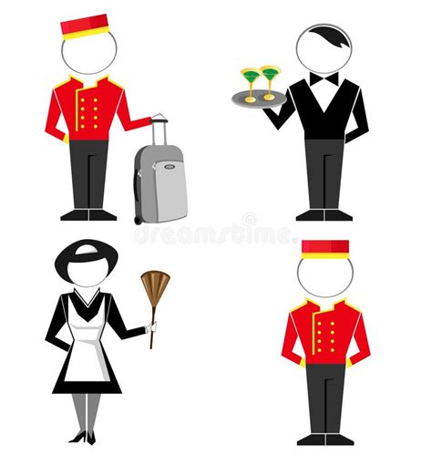 Hotel Staff People Vector Illustration Set Cartoon Flat Hospitality