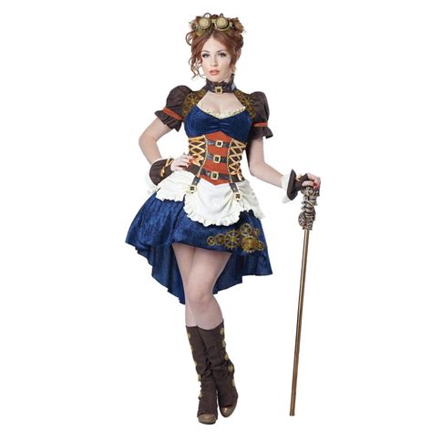 Tenue Robe Bleue Steampunk Queue De Pie