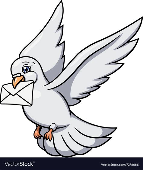 White Pigeon Is Carrying Letter 2 Royalty Free Vector Image
